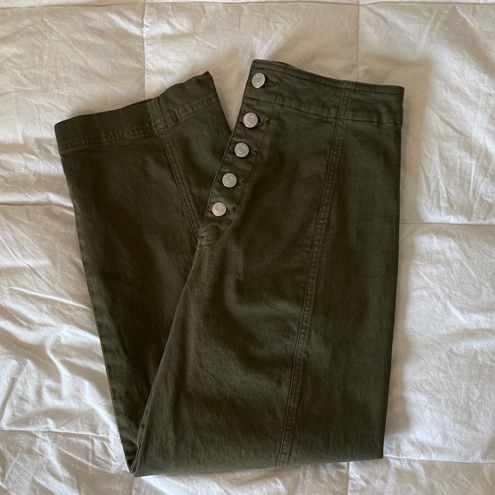 Women’s Anthropologie Olive Green Button-Fly Pants